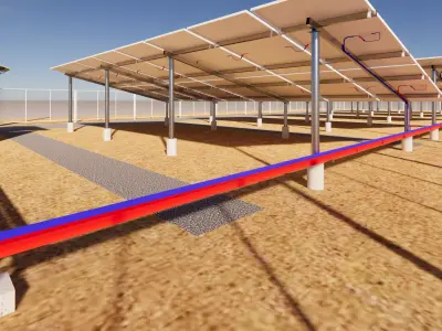 50kW  Ground Mounted Solar Farm Engineering Model 3D model