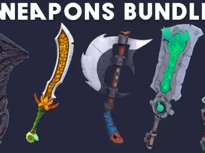 WEAPON BUNDLE - 5 Weapons Game Ready -  Low-poly 3D model buy