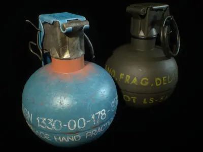 M67 Fragmentation and M69 Practice Grenades Low-poly 3D model