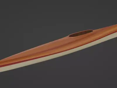 Historical Canoe Low-poly 3D model