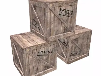Wooden Box Low Poly Low-poly 3D model