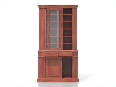 Antique Wooden Display Cabinet 03 Low-poly 3D model