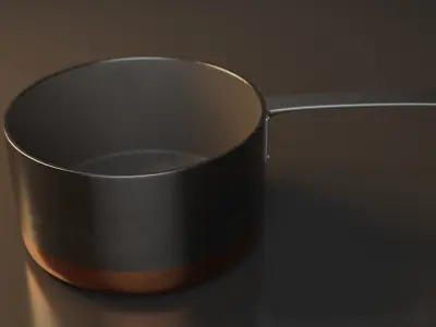 Copper Steel Antique Saucepan 3D model