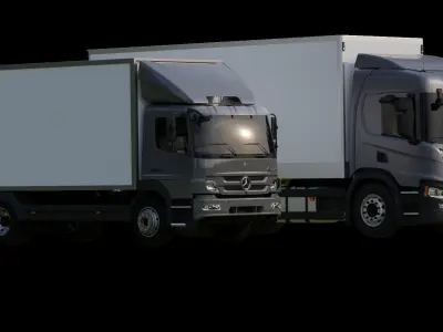 truck two trucks Low-poly 3D model