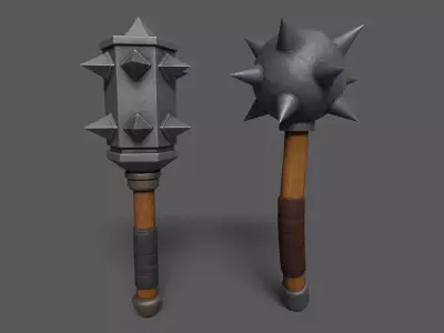 Maces weapon with spikes Low-poly 3D model