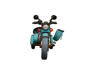Retro Motorcycle with Sidecar Low-poly 3D model