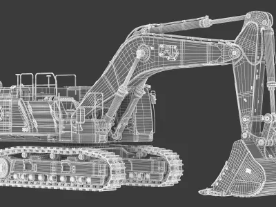 CAT Large EXcavators 374 Tier 4 Stage V Dirty 3D model