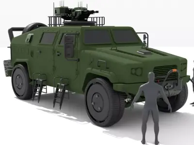 Military Armored Humvee MRAP Vehicle Game Ready 3D Model Blender Low-poly 3D model