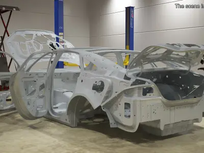 Car Frame Unibody Structure Rigged 3D model