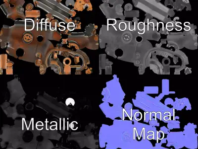 Steampunk Pressure Gauge Model Pack for Interactive Simulations Low-poly 3D model