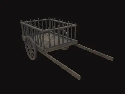 Medieval Carriage V11 Low-poly 3D model