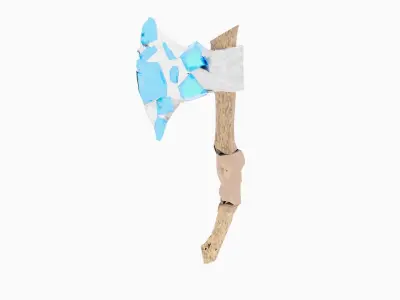 Axe weapon with ice crystals PBR Low-poly game ready Low-poly 3D model