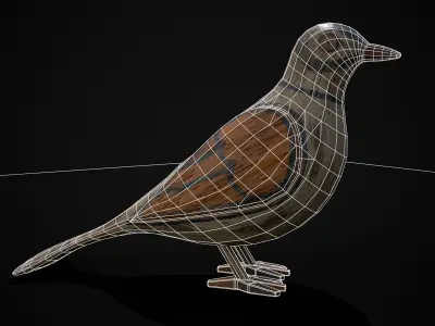 Painted Pigeon Toy Low-poly 3D model