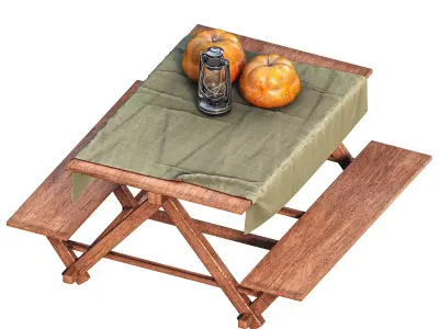 Outdoor Table and seat 3D model