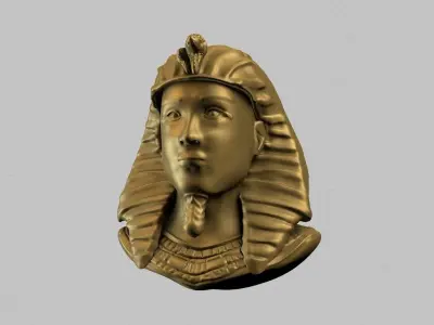 Egyptian golden bust  Low-poly 3D model