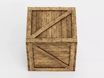Wooden Crate V3 - Weathered Storage Box 3D model