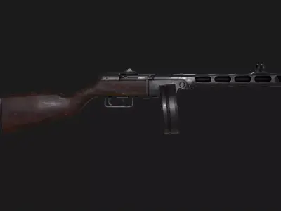 PPSH-41 Submachine Gun Low-poly 3D model