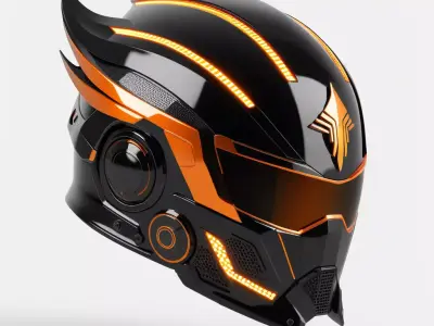 Futuristic Cyber Pilot Helmet 3D model