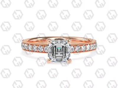 Ring 211 Milgrain shape milgrain pave set with Gems 3D print model