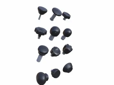 Industrial 12 Knobs Set Low-poly 3D model