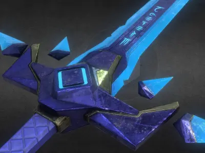 Crystal Sword FBX - 2048px Low-poly 3D model