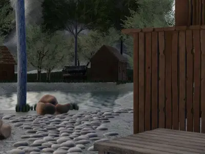 Forest Village By The Water 3D model