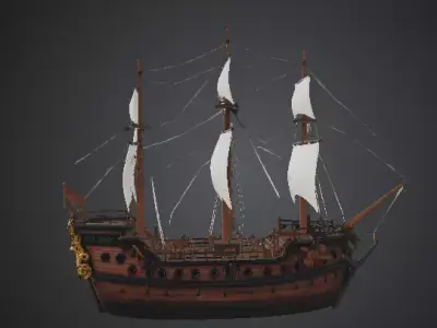 navio pirata Low-poly 3D model