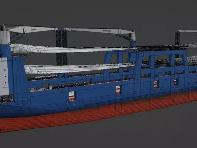 Wind turbine components transportation ship Low-poly 3D model