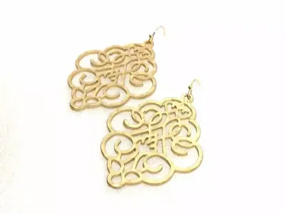 Filigree Earrings gold drop Earrings Metal Filigree Earrings 3D print model