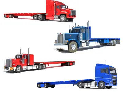 Flatbed Truck Collection  3D Model Pack