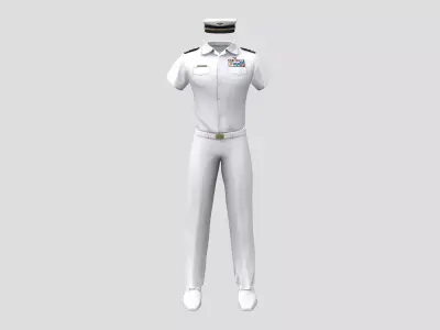 Men Summer White Navy Officer Military Uniform Outfit Low-poly 3D model