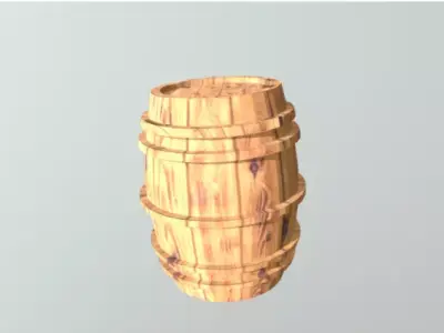 Wooden Barrel Free low-poly 3D model 7
