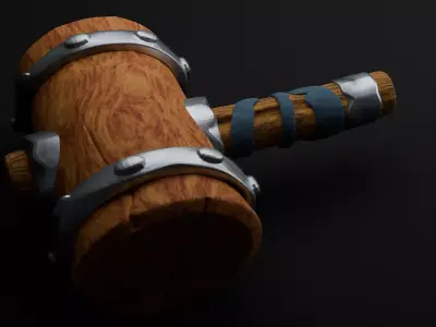 Medieval Wooden Hammer 3D model