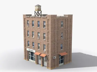 Apartment Building x3 Low-poly 3D model