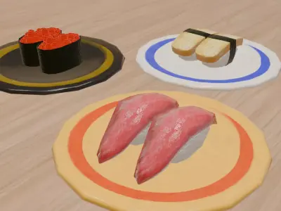 Free Sushi Model Low Poly Free low-poly 3D model