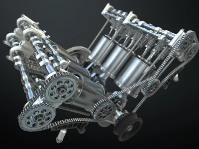  V6 Engine Working Animated   3D model