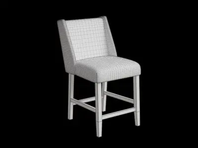 Blue Modern Counter Stool Low-poly 3D model