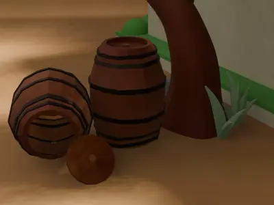 Lowpoly Barrel 3d model Low-poly 3D model