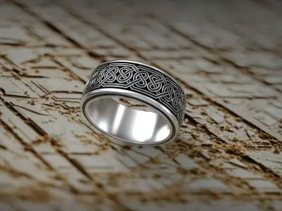 Nordic Interwoven Eternity Knot Ring Celtic Pattern Band 3D print model
