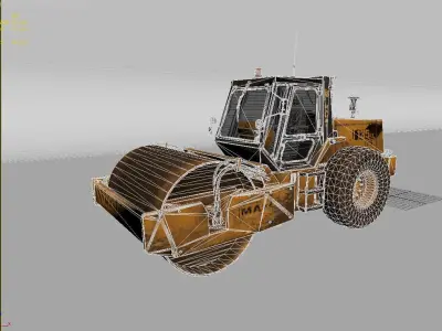 Bulldozer road roller 3D model