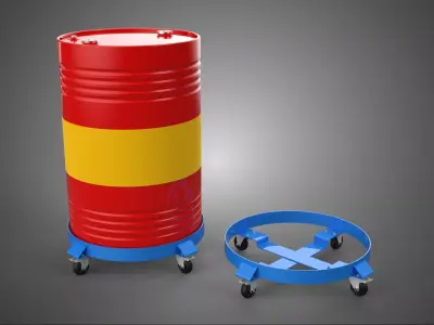 FOUR 4 WHEEL CASTER OIL DRUM BARREL TRANSPORT DOLLY CART HOLDER 3D model