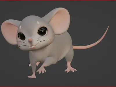 Rigged cartoon Baby Mouse Low-poly 3D model Low-poly 3D model
