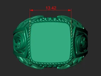 A MAN S RING WITH AN ORNAMENT 2 Printable Model 3D print model