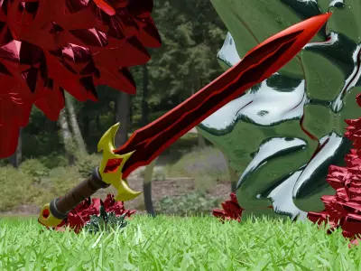 Crimson Monarch-Stylized fantasy sword- Game-Ready Low-poly 3D model