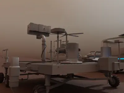 Mars Rover and vehicles Rigged Low-poly 3D model