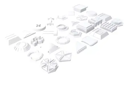 Lots of Sci-Fi Greebles Low-poly 3D model