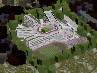 Modern Architectural Exterior School Campus Complex 3D model
