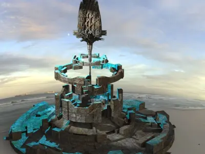 Babylon garden structure Sci Fi Low-poly 3D model