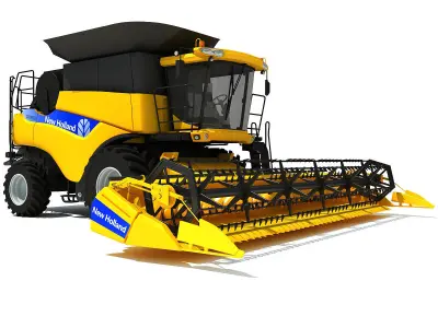 Yellow New Holland Combine 3D model