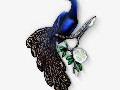 Peacock on branch 3D model
